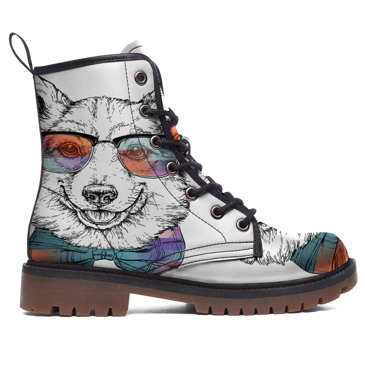 Pembroke Welsh Corgi Hipster Print Work Boots-grizzshop