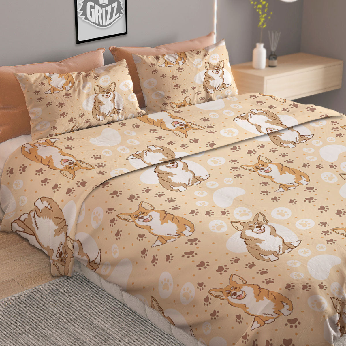 Pembroke Welsh Corgi Print Pattern Duvet Cover Bedding Set