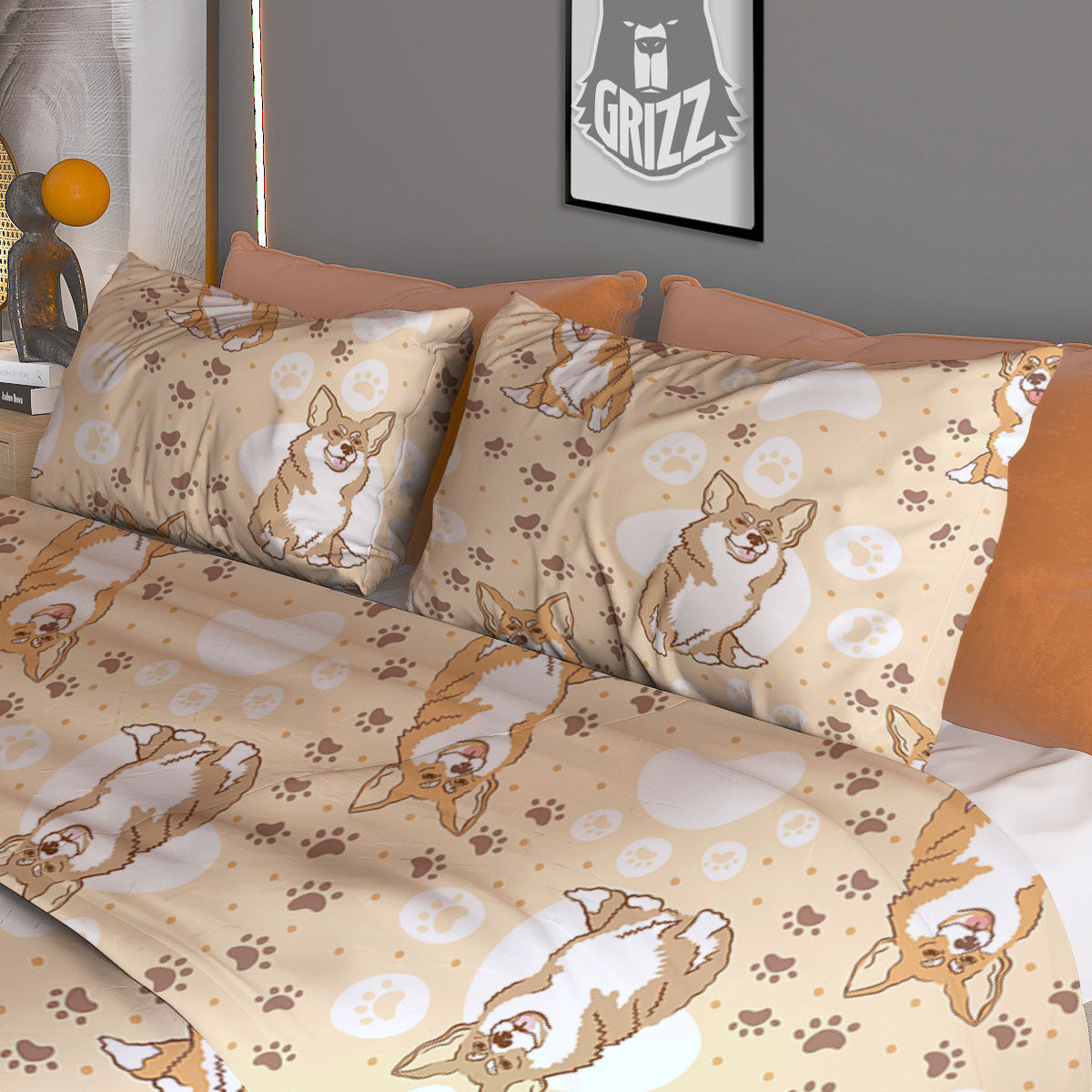 Pembroke Welsh Corgi Print Pattern Duvet Cover Bedding Set