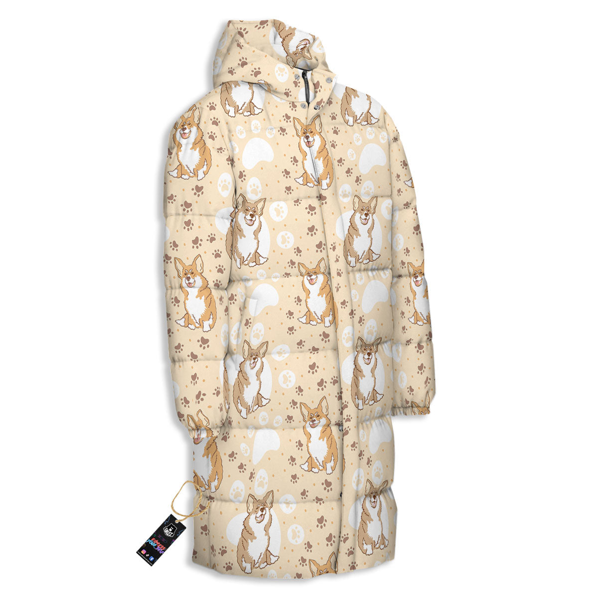 Pembroke Welsh Corgi Print Pattern Long Down Jacket-grizzshop