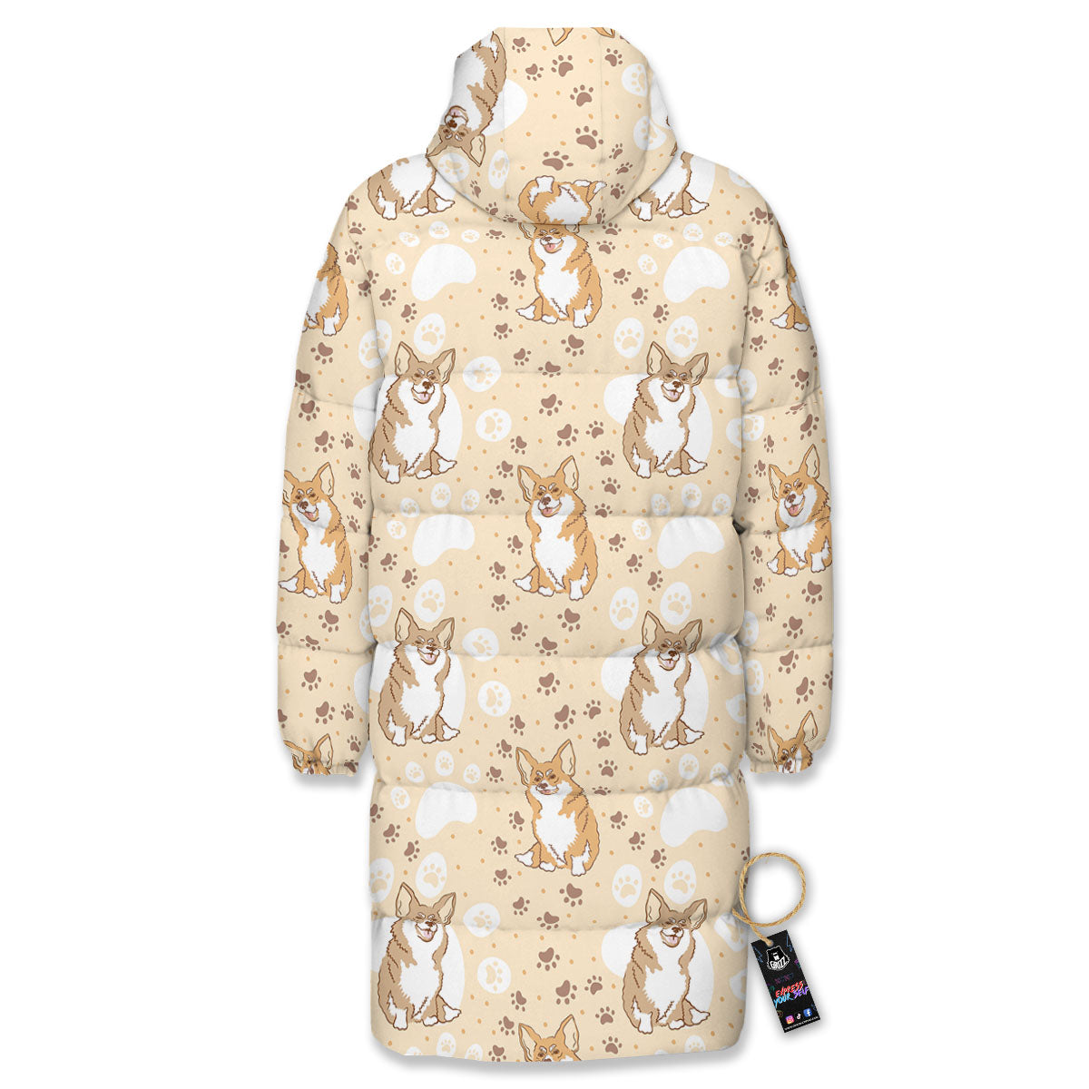 Pembroke Welsh Corgi Print Pattern Long Down Jacket-grizzshop