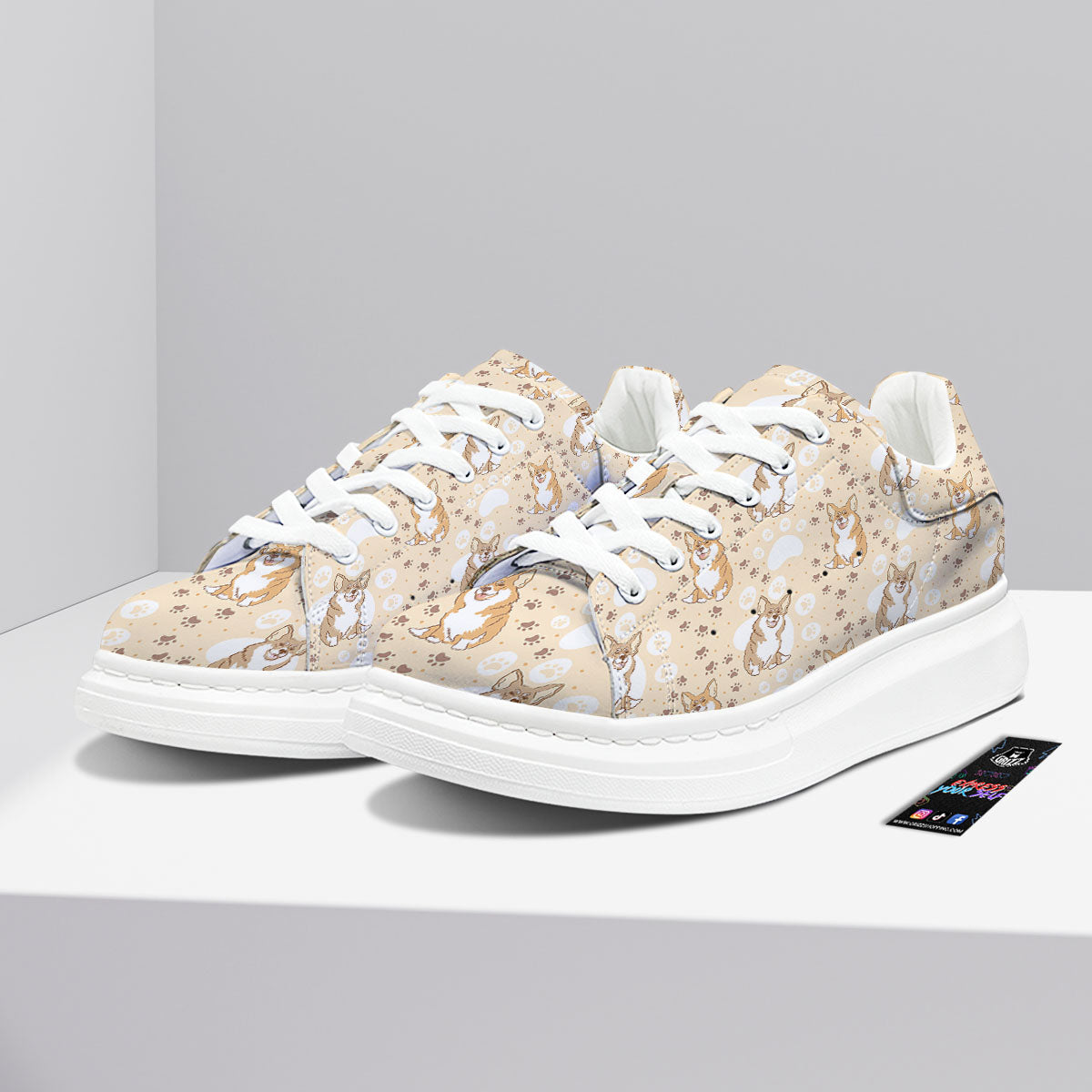 Pembroke Welsh Corgi Print Pattern Platform Shoes-grizzshop