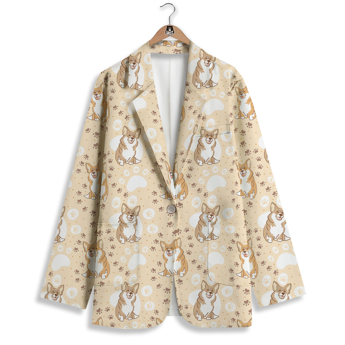 Pembroke Welsh Corgi Print Pattern Women's Blazer-grizzshop