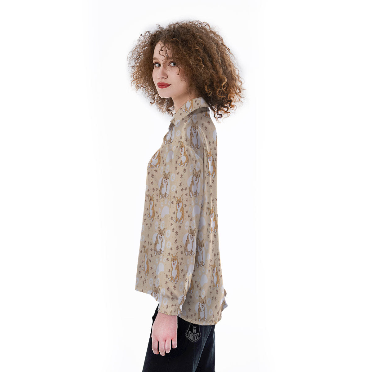 Pembroke Welsh Corgi Print Pattern Women's Long Sleeve Shirts-grizzshop