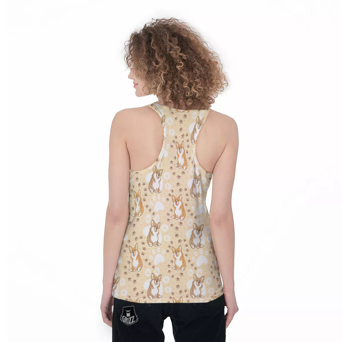 Pembroke Welsh Corgi Print Pattern Women's Racerback Tank Top-grizzshop