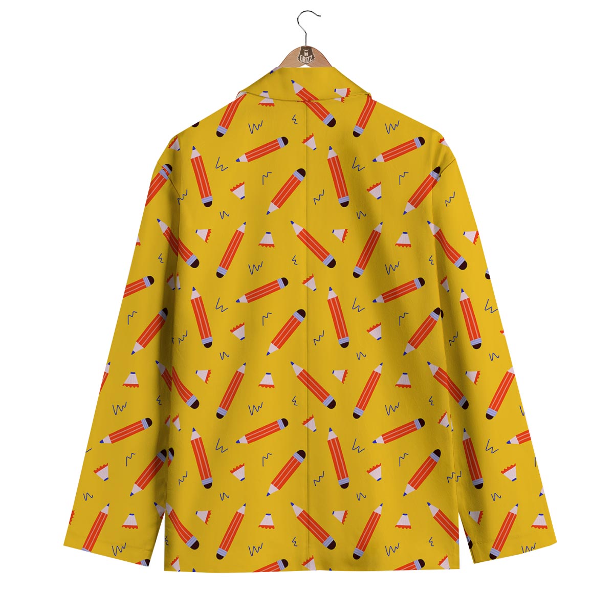 Pencil Pattern Print Men's Blazer-grizzshop