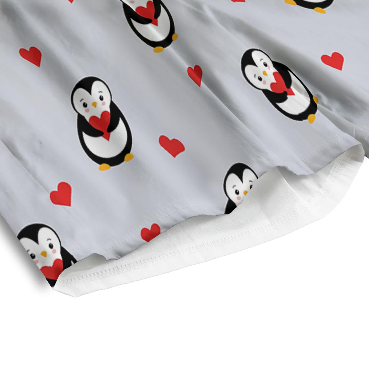 Penguin And Red Heart Print Pattern Men's Athletic Shorts