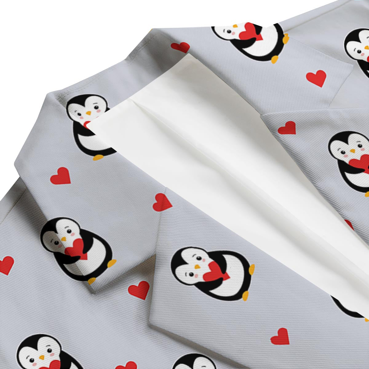 Penguin And Red Heart Print Pattern Men's Blazer-grizzshop