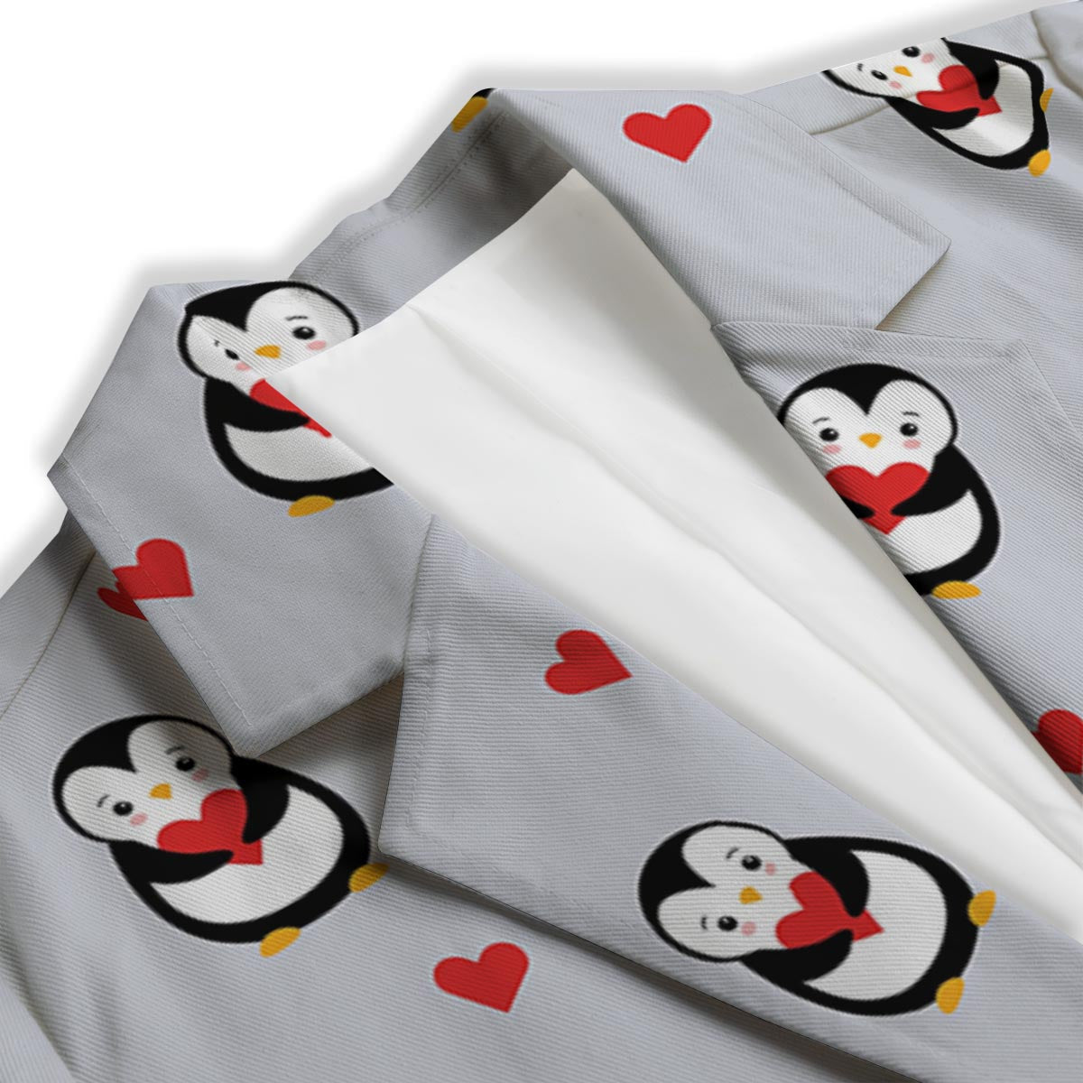Penguin And Red Heart Print Pattern Women's Blazer-grizzshop