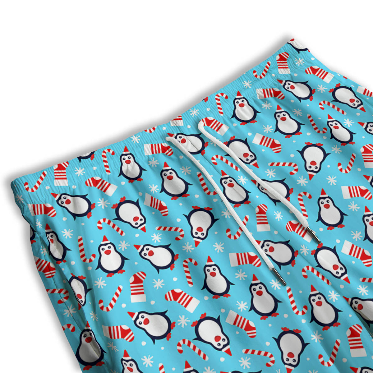 Penguin Christmas Santa Print Pattern Men's Athletic Shorts