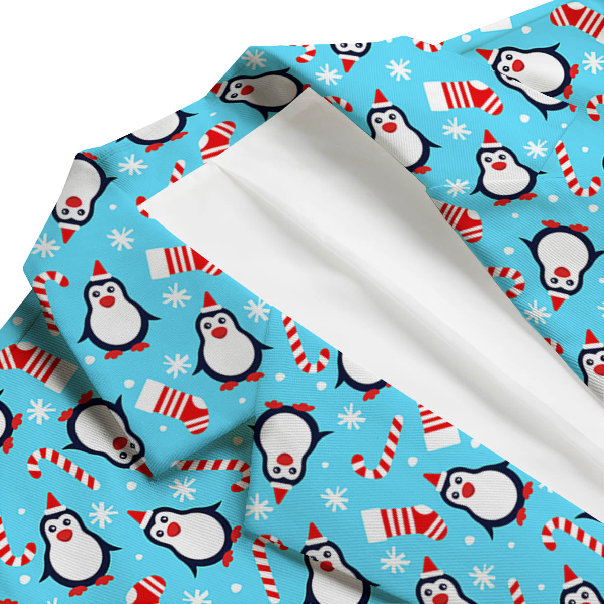 Penguin Christmas Santa Print Pattern Men's Blazer-grizzshop