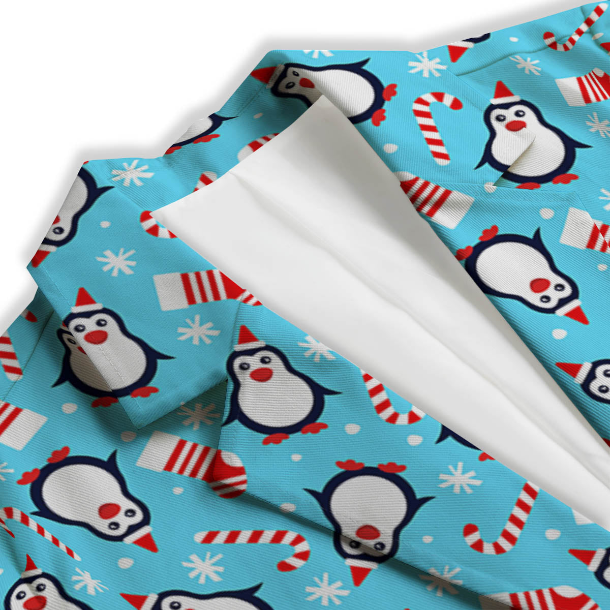 Penguin Christmas Santa Print Pattern Women's Blazer-grizzshop