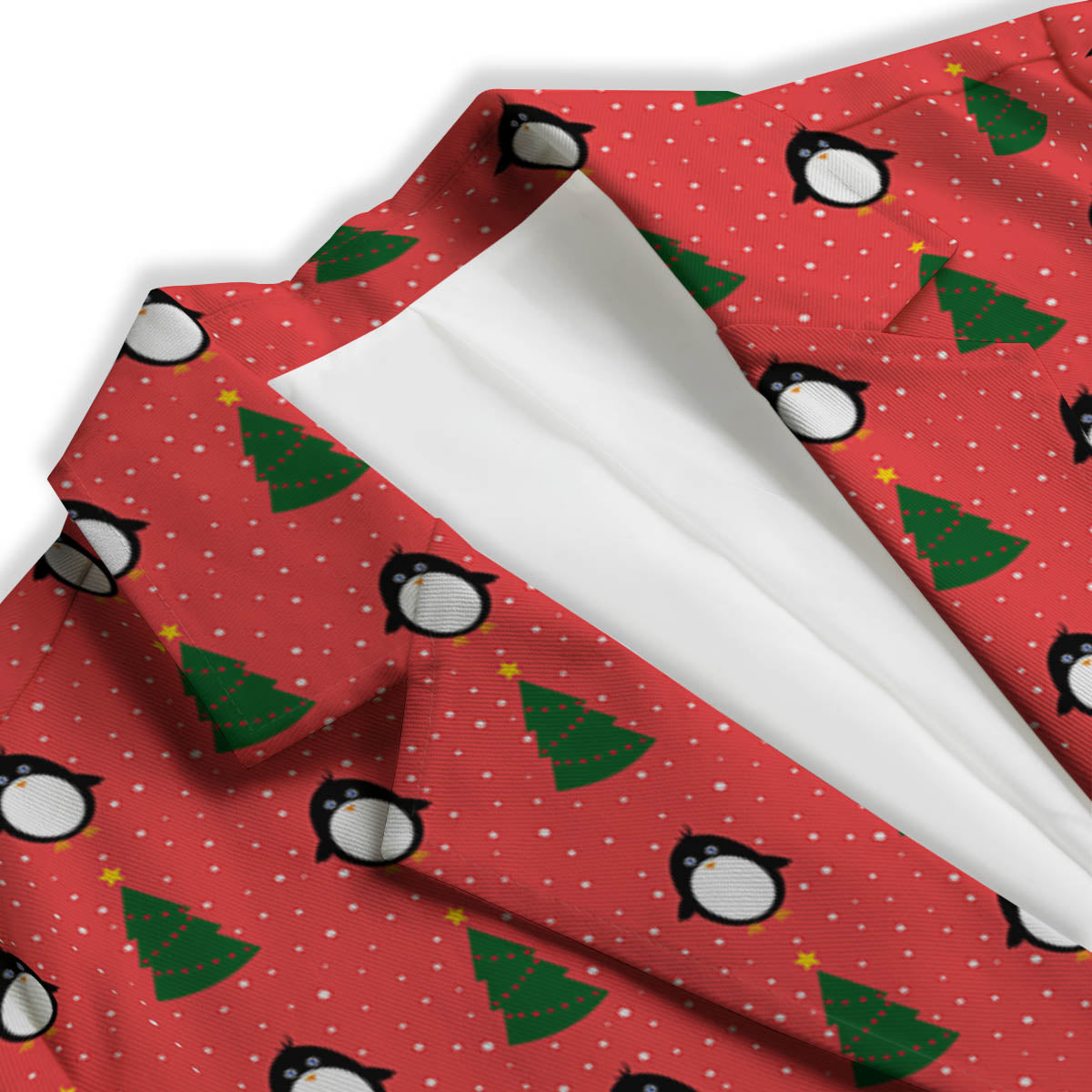 Penguin Christmas Snowy Print Pattern Women's Blazer-grizzshop