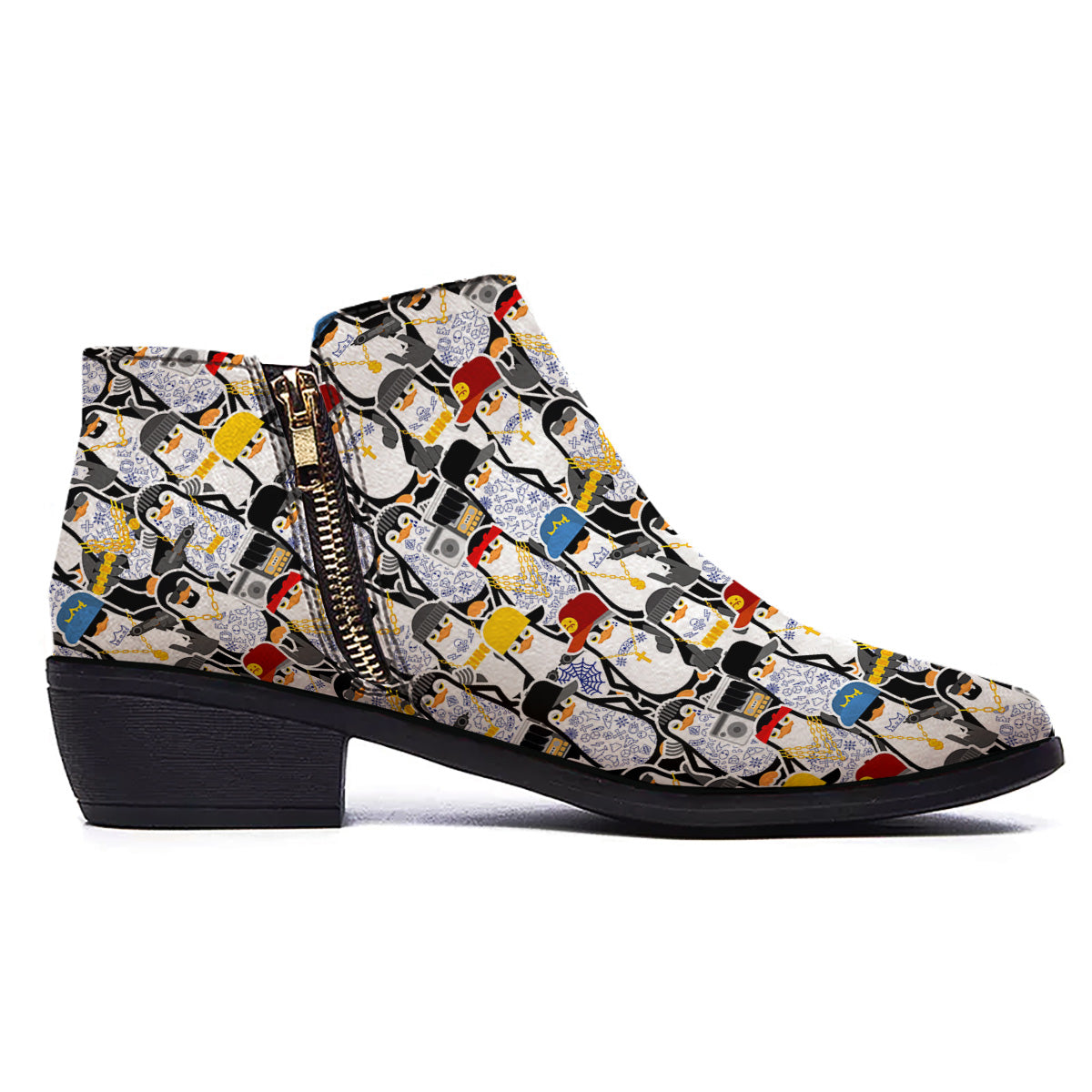Penguin Criminal Print Pattern Ankle Boots-grizzshop