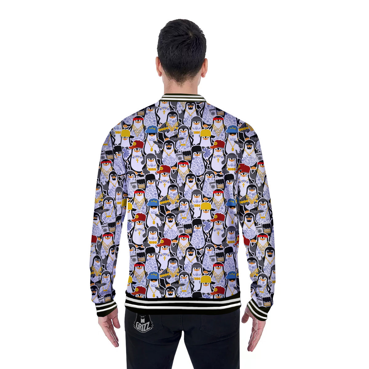 Penguin Criminal Print Pattern Baseball Jacket-grizzshop