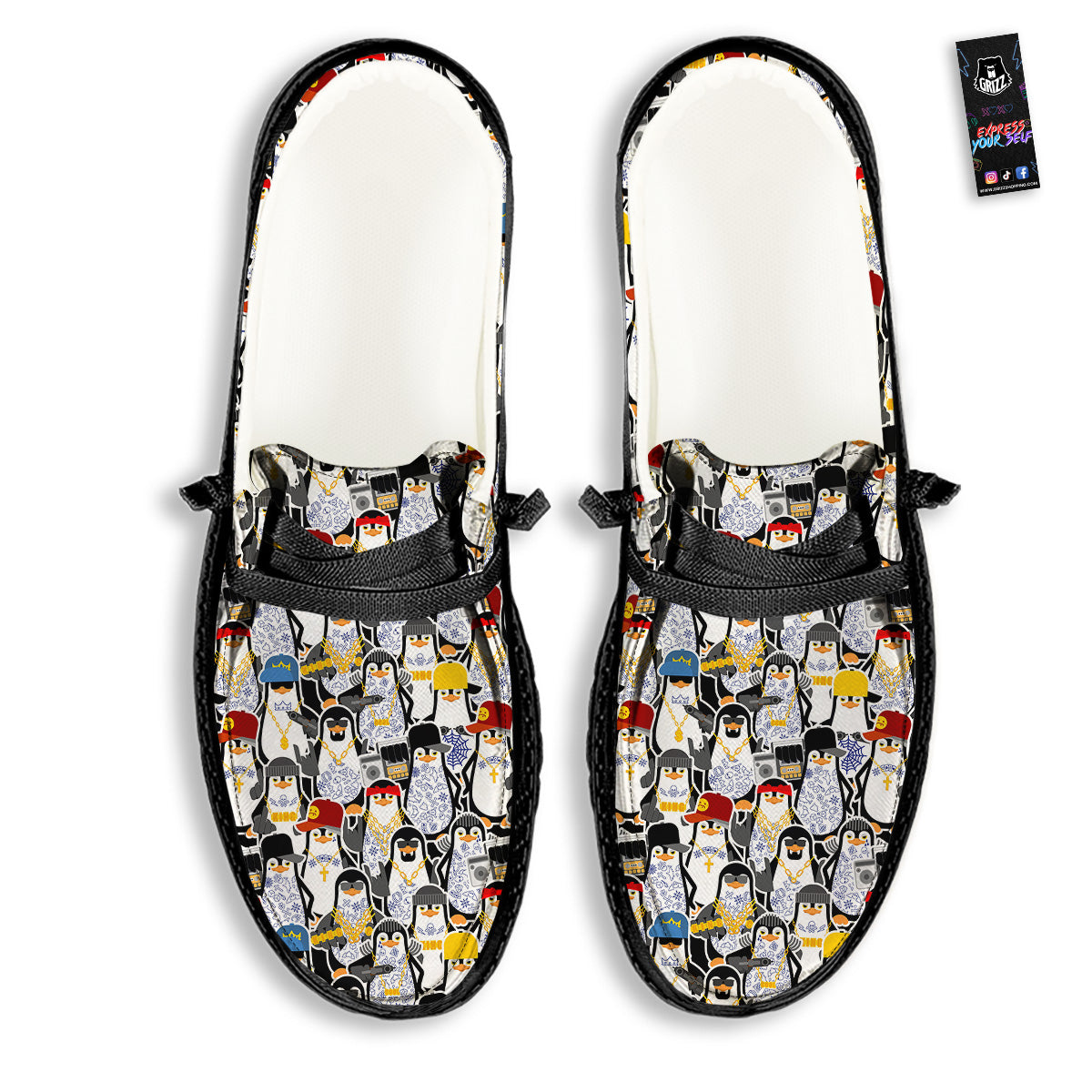 Penguin Criminal Print Pattern Black Loafers-grizzshop