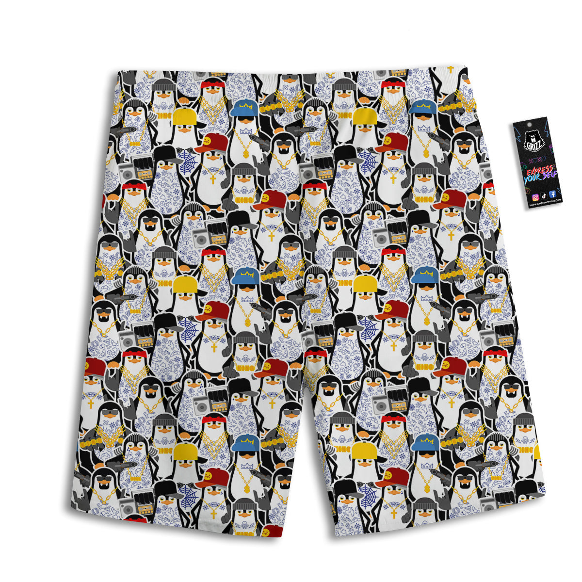 Penguin Criminal Print Pattern Men's Athletic Shorts