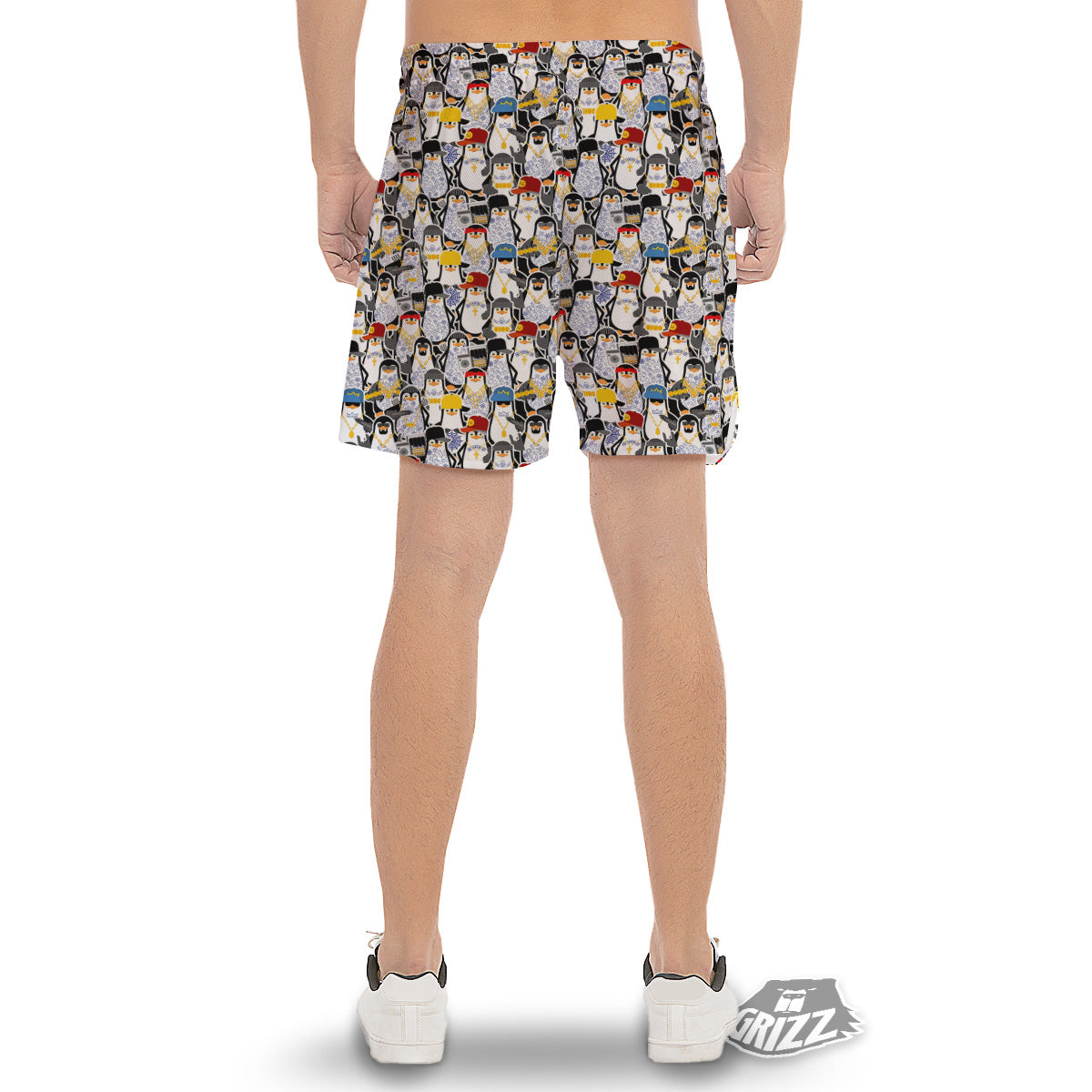 Penguin Criminal Print Pattern Men's Gym Shorts-grizzshop