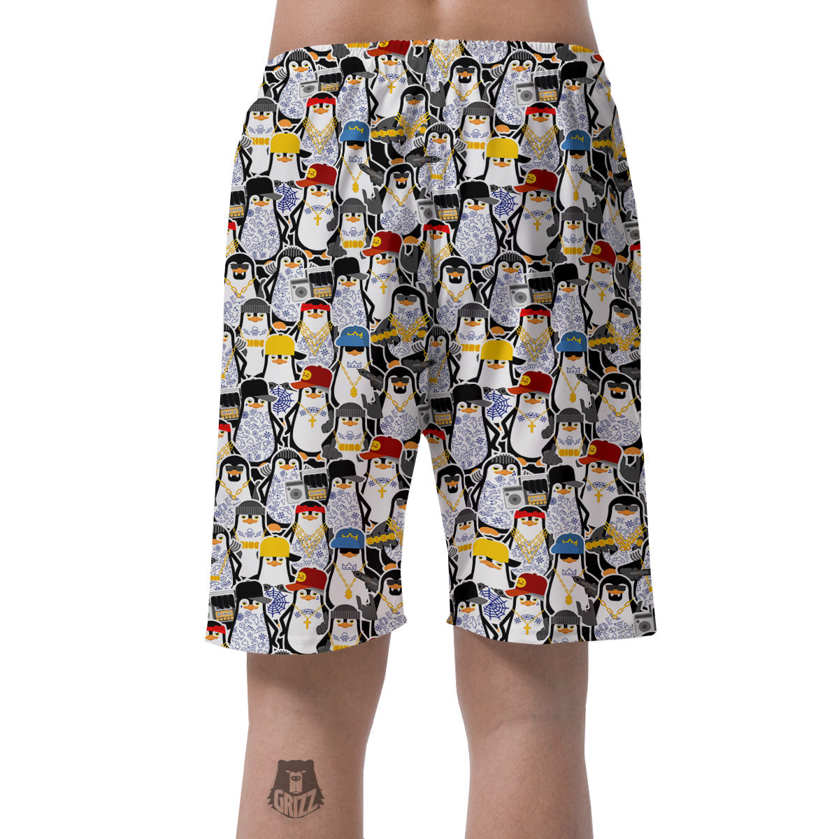 Penguin Criminal Print Pattern Men's Shorts-grizzshop