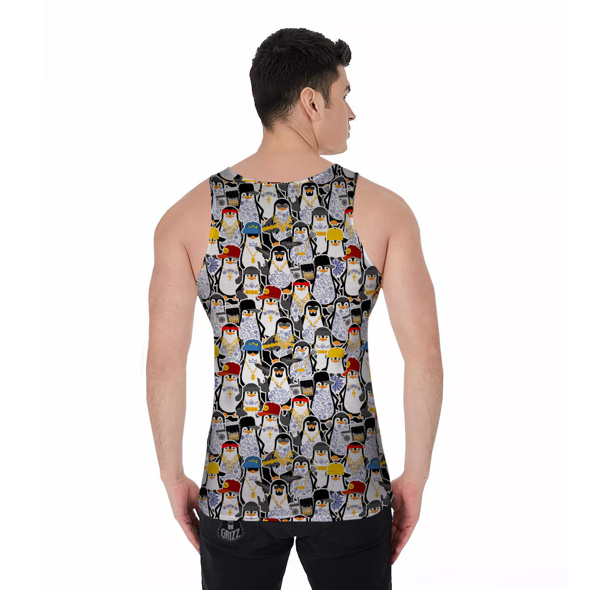 Penguin Criminal Print Pattern Men's Tank Top-grizzshop