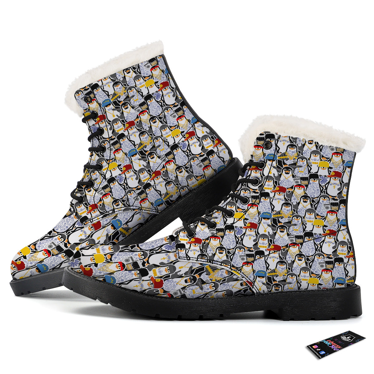 Penguin Criminal Print Pattern Winter Boots-grizzshop