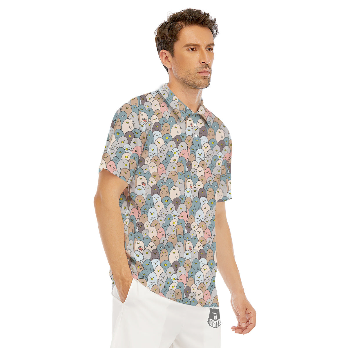 Penguin Cute Colorful Print Pattern Men's Golf Shirts-grizzshop