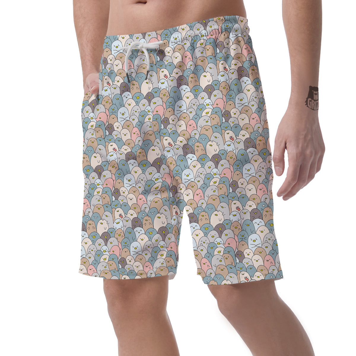 Penguin Cute Colorful Print Pattern Men's Shorts-grizzshop