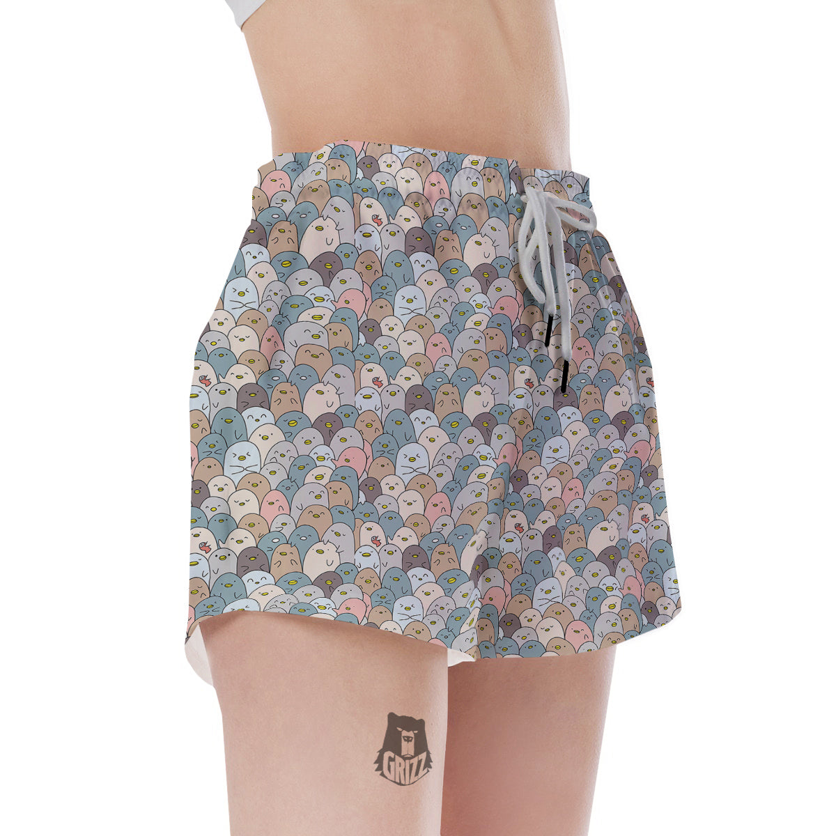Penguin Cute Colorful Print Pattern Women's Shorts-grizzshop