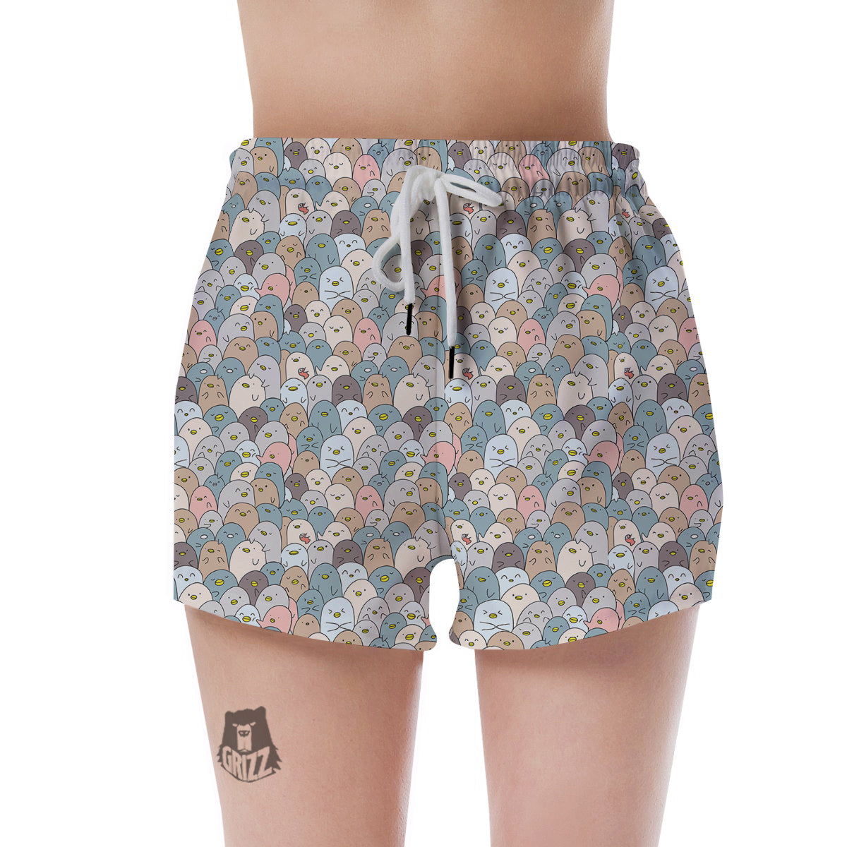 Penguin Cute Colorful Print Pattern Women's Shorts-grizzshop
