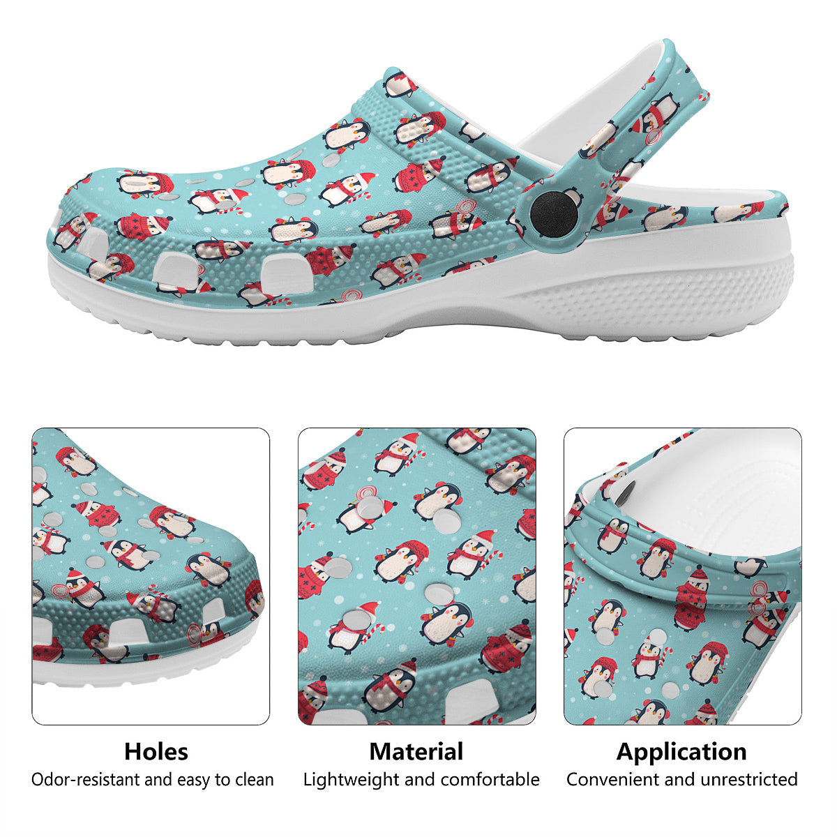 Penguin Cute Snowy Print Pattern Clog-grizzshop