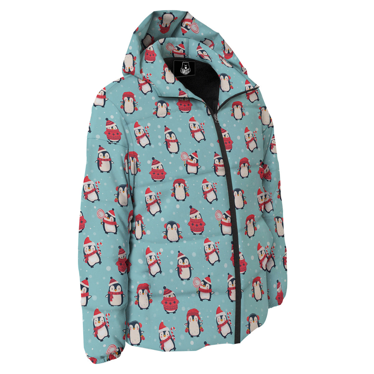 Penguin Cute Snowy Print Pattern Down Jacket-grizzshop
