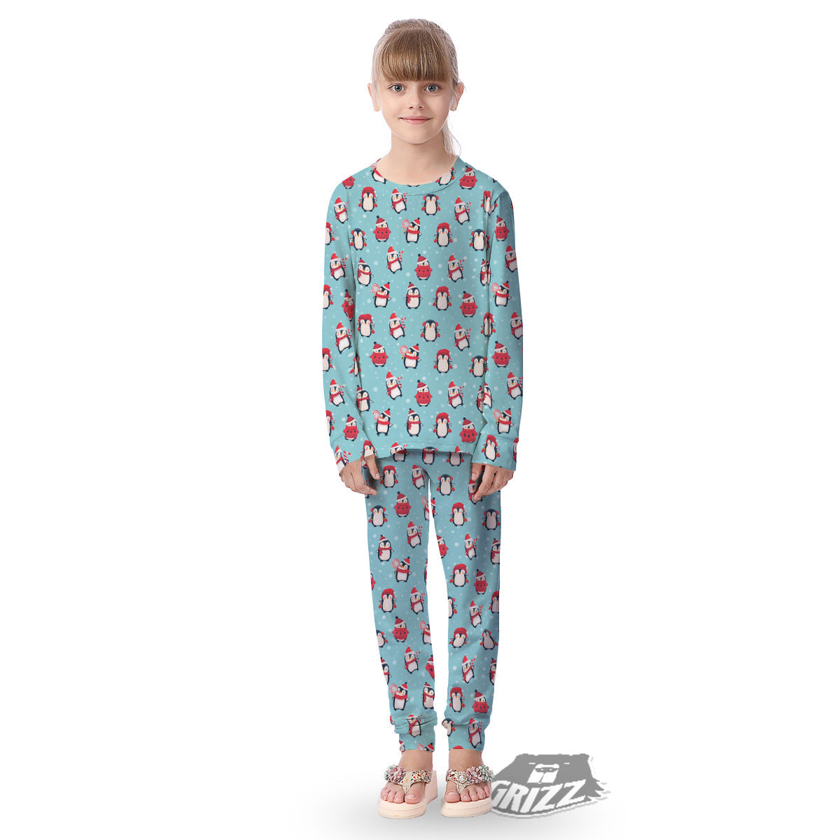 Penguin Cute Snowy Print Pattern Kid's Pajamas-grizzshop