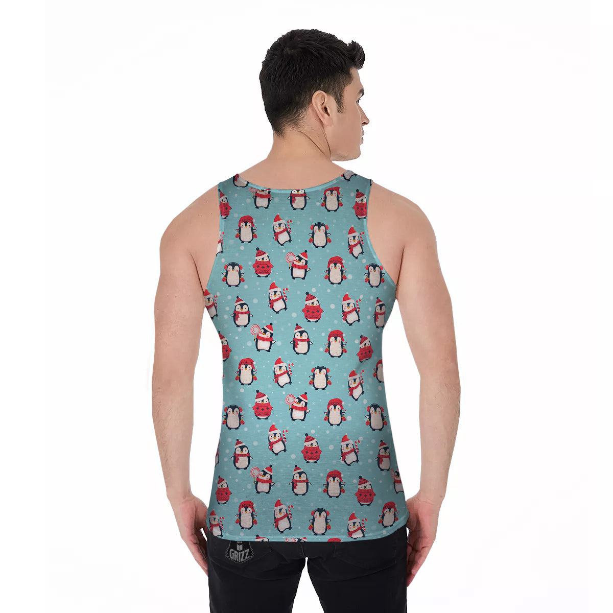 Penguin Cute Snowy Print Pattern Men's Tank Top-grizzshop