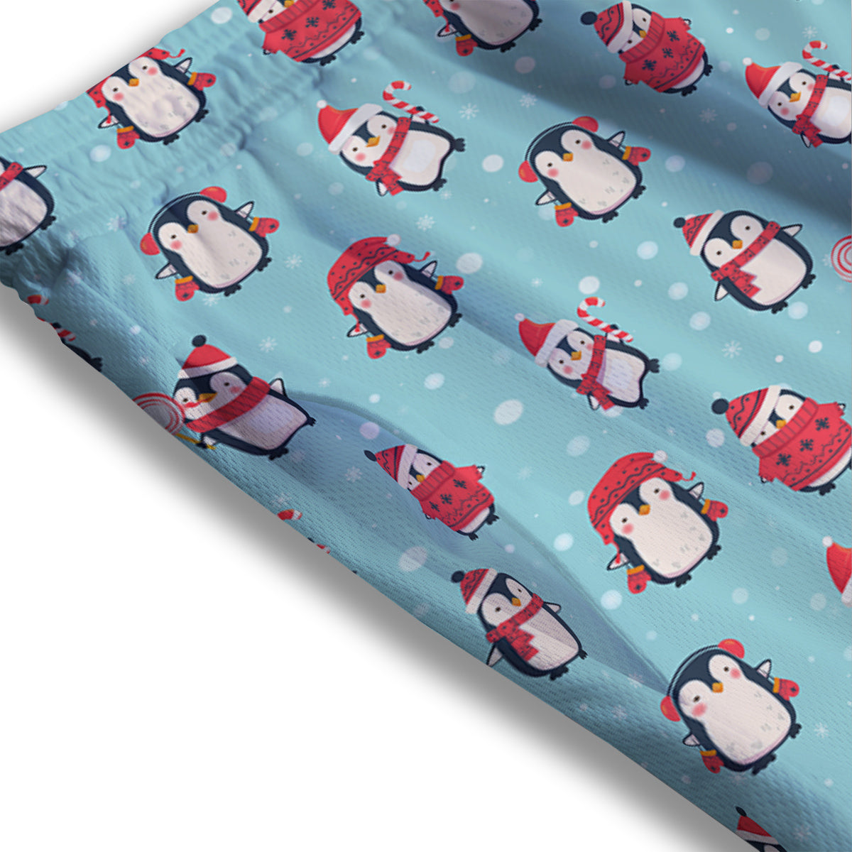 Penguin Cute Snowy Print Pattern Mesh Shorts