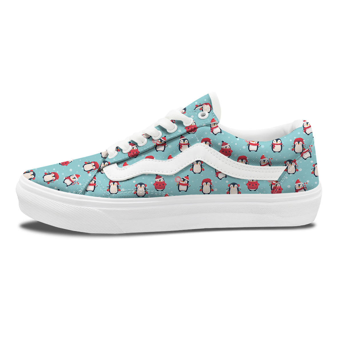 Penguin Cute Snowy Print Pattern Skate Shoes-grizzshop