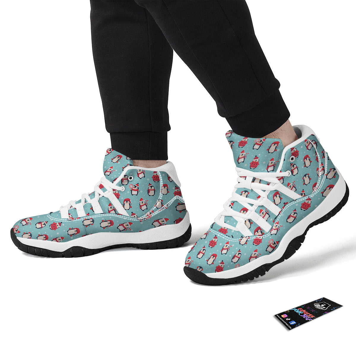Penguin Cute Snowy Print Pattern White Bball Shoes-grizzshop