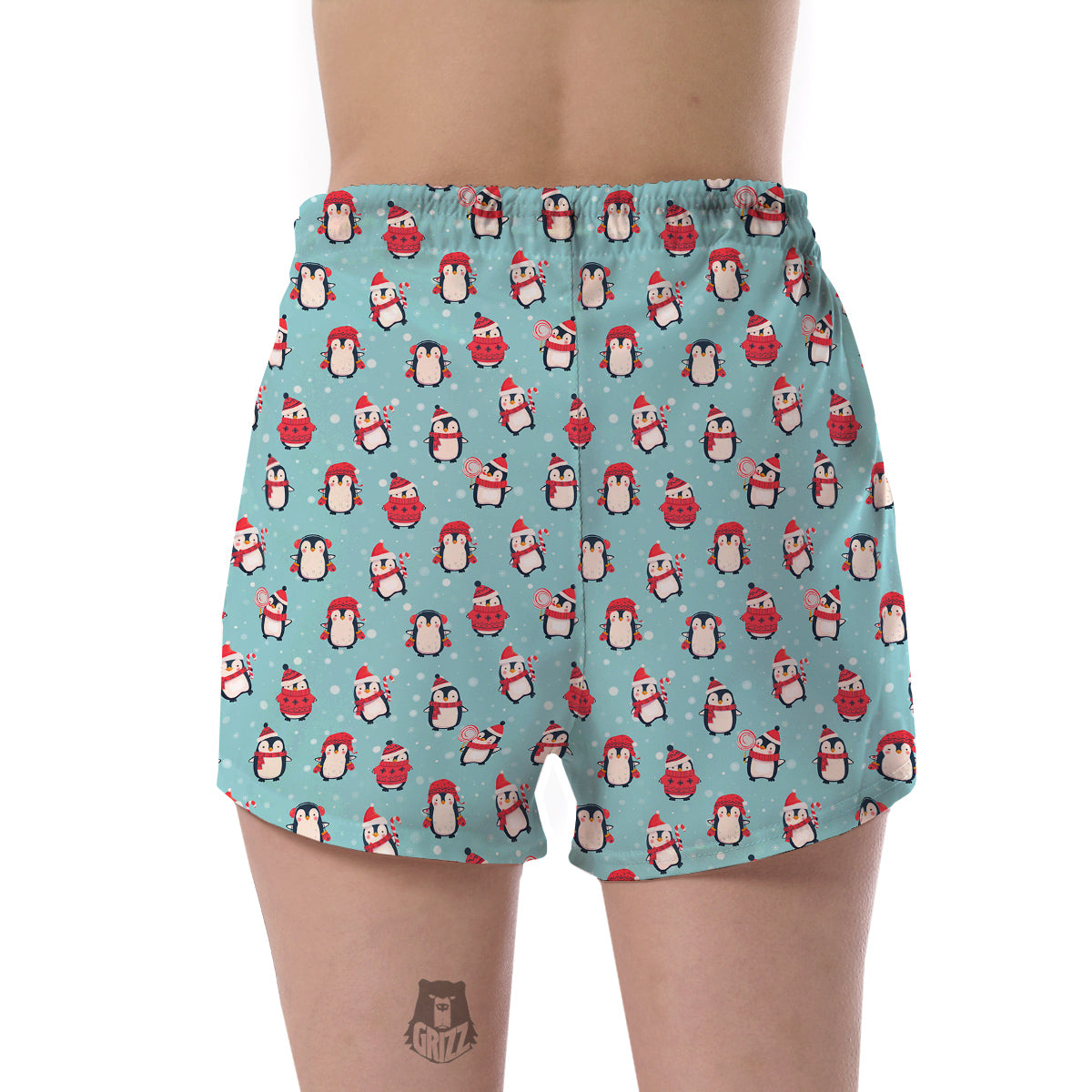 Penguin Cute Snowy Print Pattern Women's Shorts-grizzshop