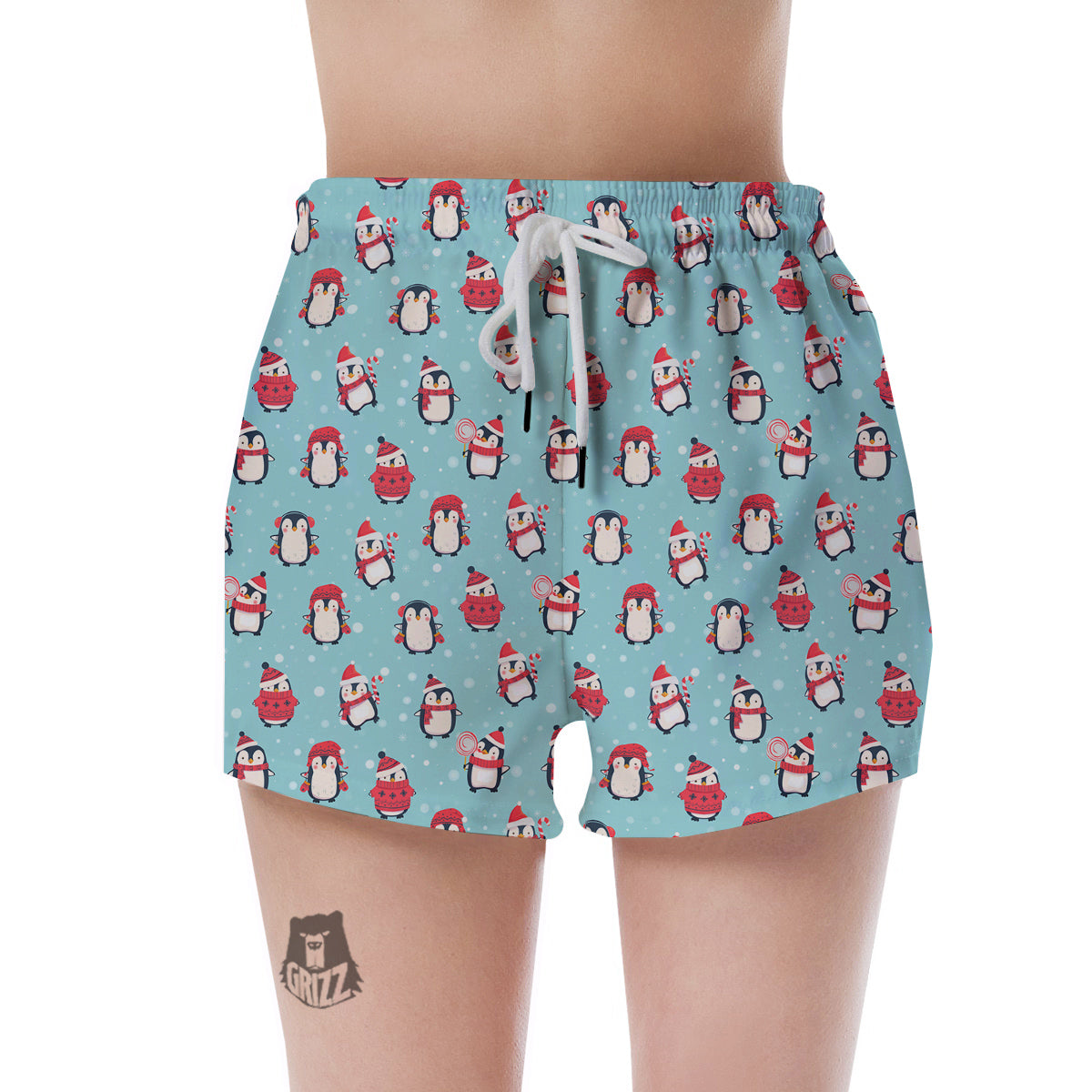Penguin Cute Snowy Print Pattern Women's Shorts-grizzshop