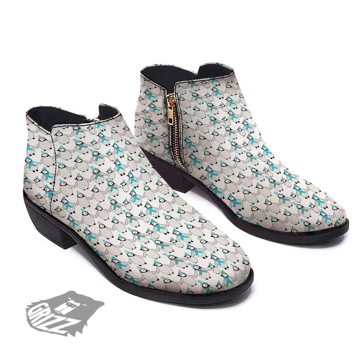 Penguin Emperor Cartoon Print Pattern Ankle Boots-grizzshop