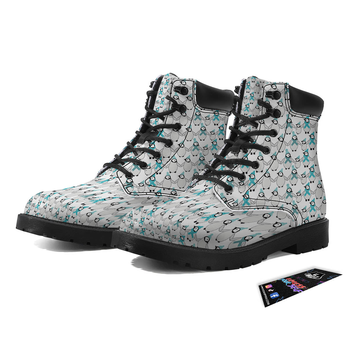 Penguin Emperor Cartoon Print Pattern Boots-grizzshop