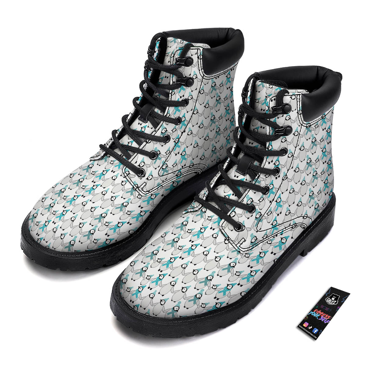 Penguin Emperor Cartoon Print Pattern Boots-grizzshop