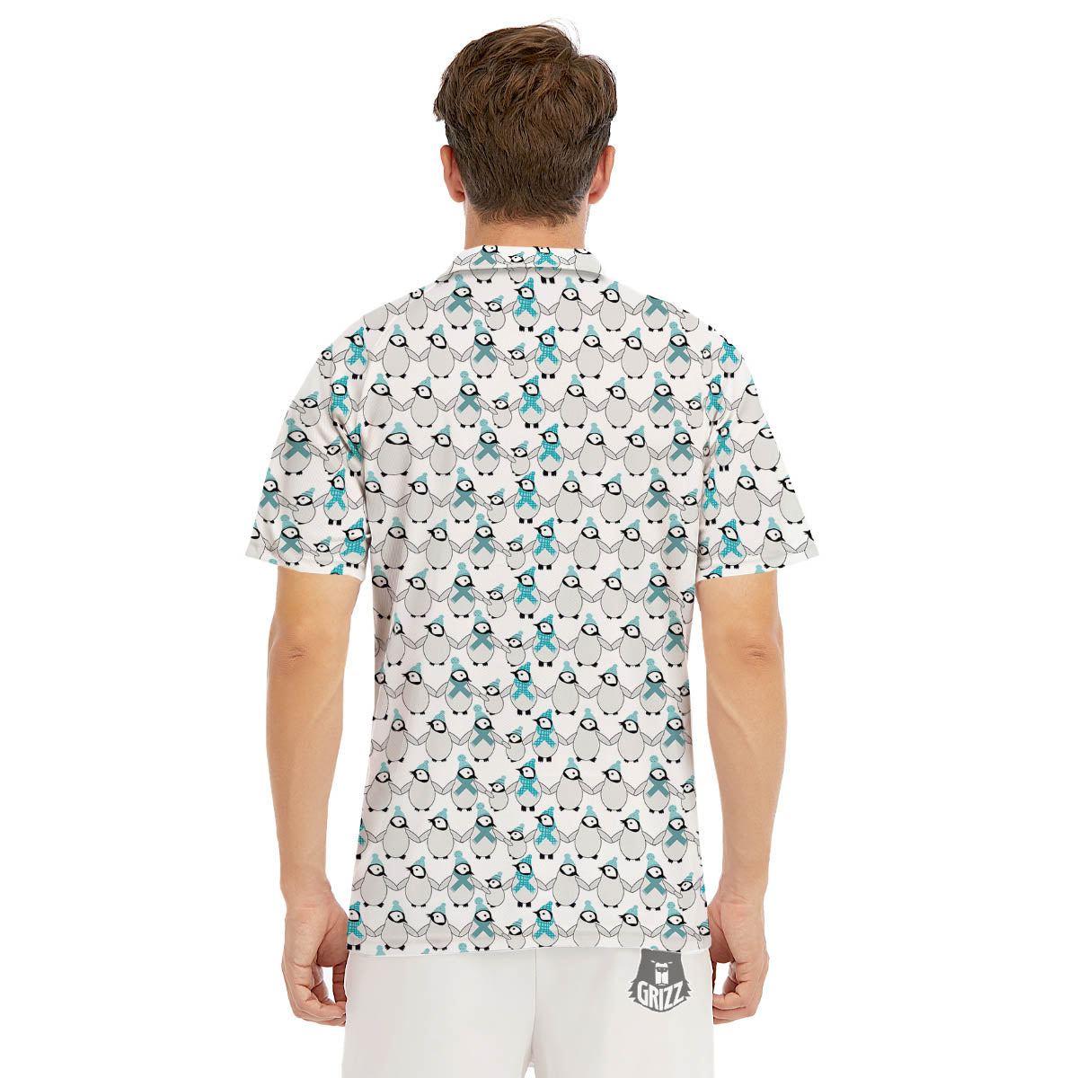 Penguin Emperor Cartoon Print Pattern Men's Golf Shirts-grizzshop