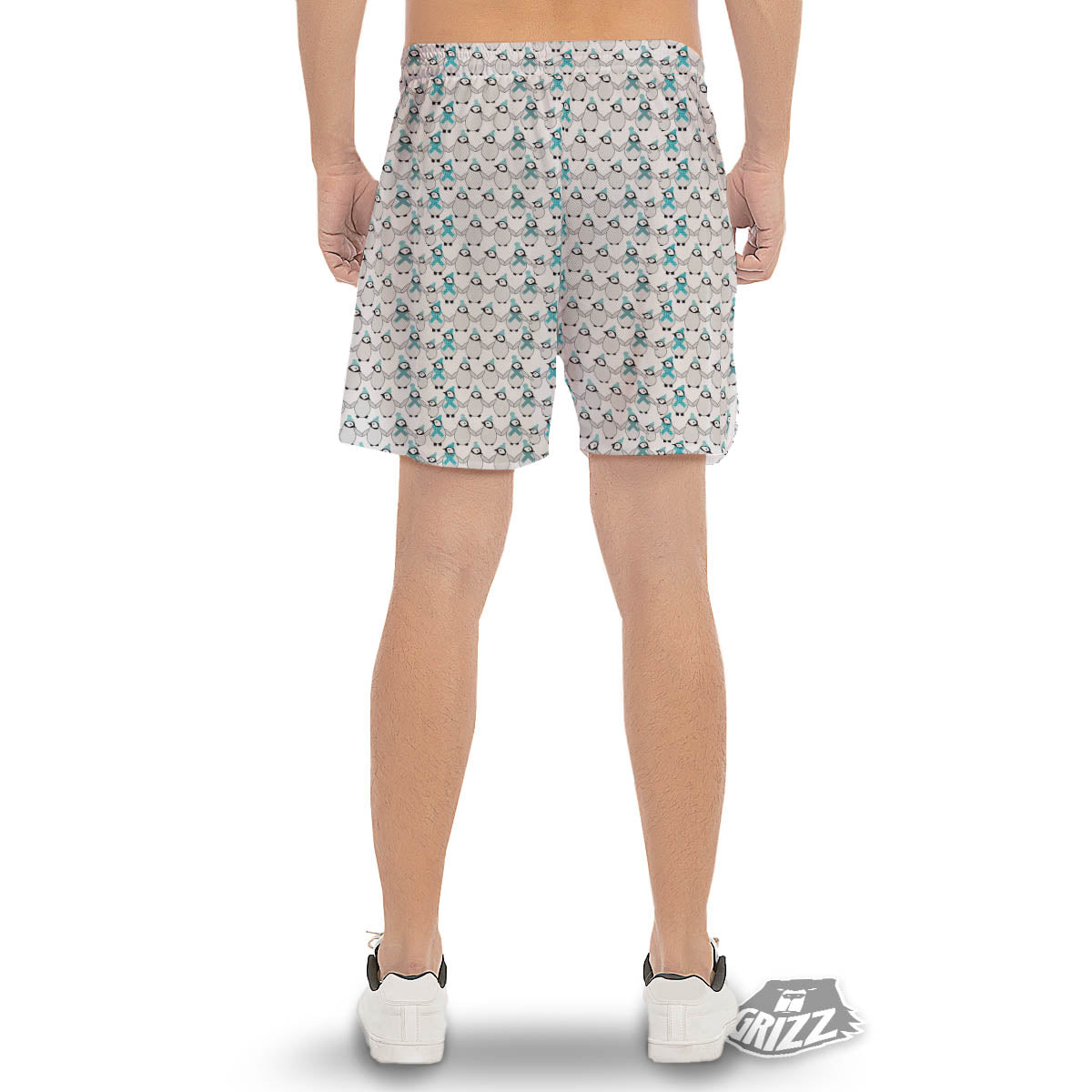 Penguin Emperor Cartoon Print Pattern Men's Gym Shorts-grizzshop