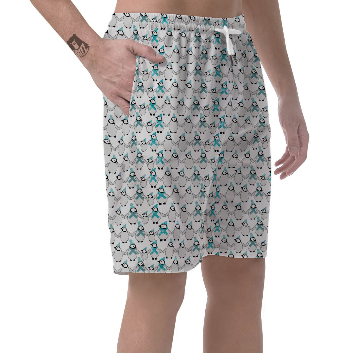 Penguin Emperor Cartoon Print Pattern Men's Shorts-grizzshop