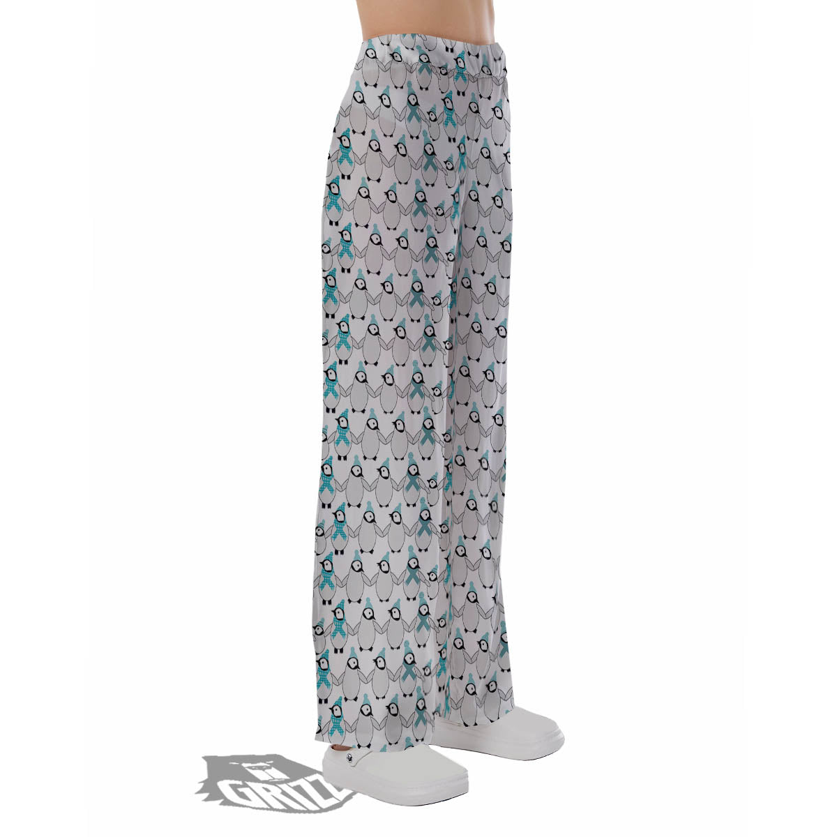 Penguin Emperor Cartoon Print Pattern Pajama Pants-grizzshop