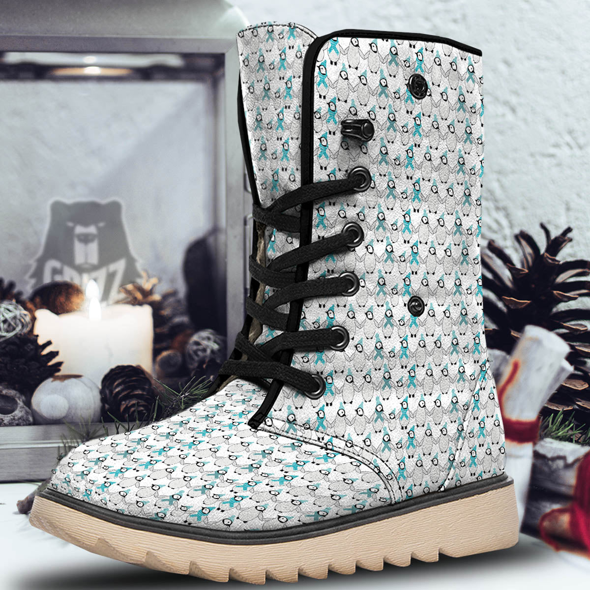 Penguin Emperor Cartoon Print Pattern Snow Boots-grizzshop