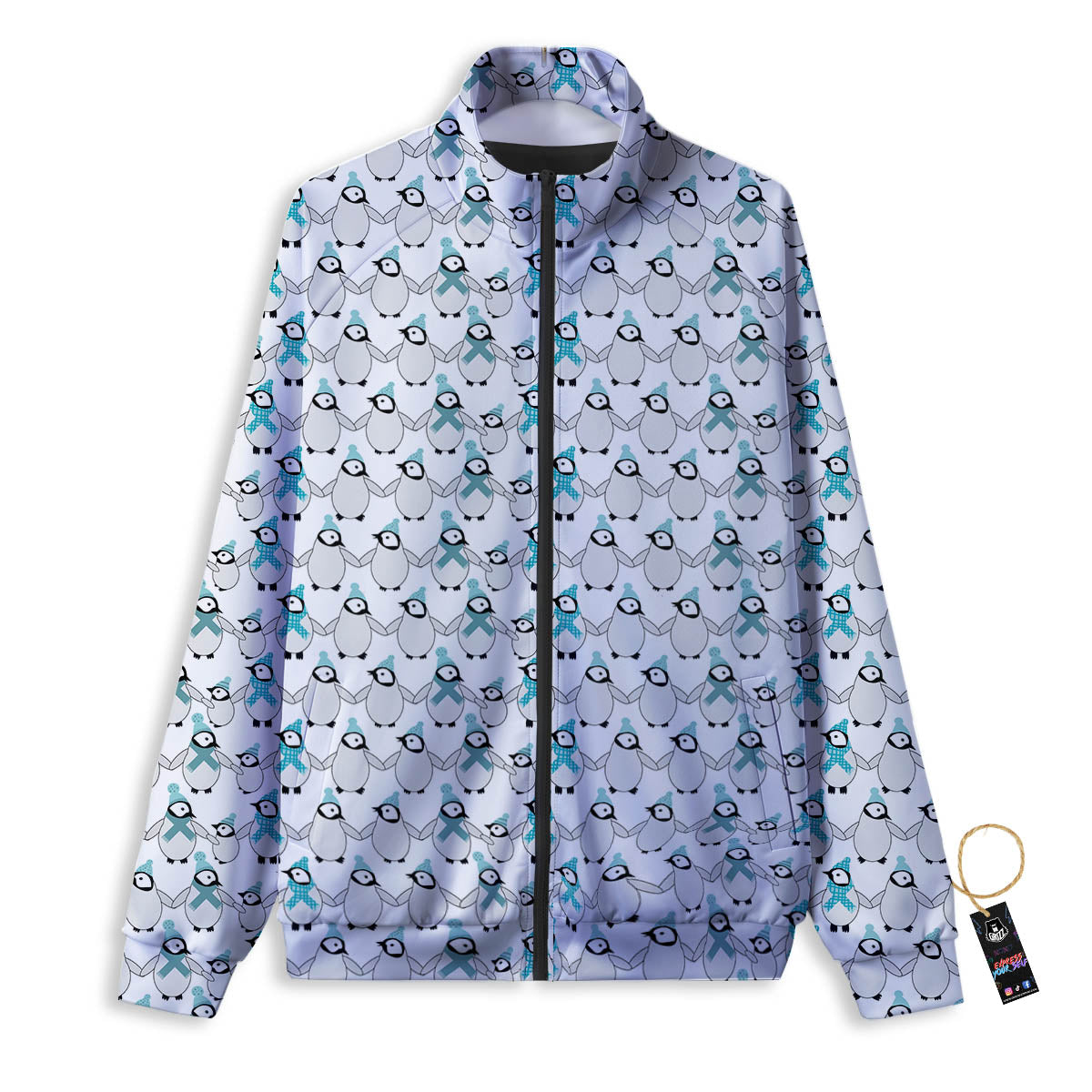 Penguin Emperor Cartoon Print Pattern Track Jacket-grizzshop