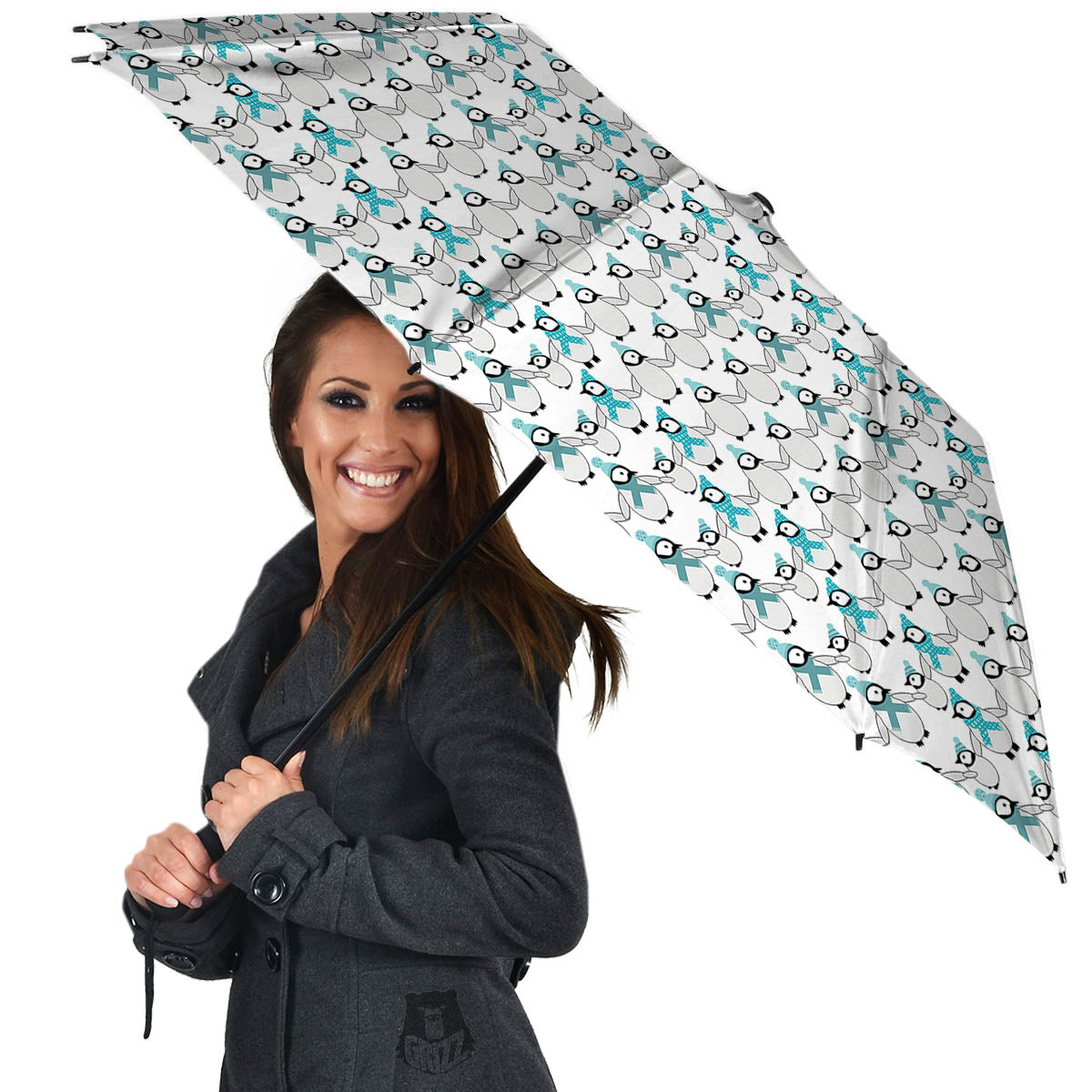 Penguin Emperor Cartoon Print Pattern Umbrella-grizzshop
