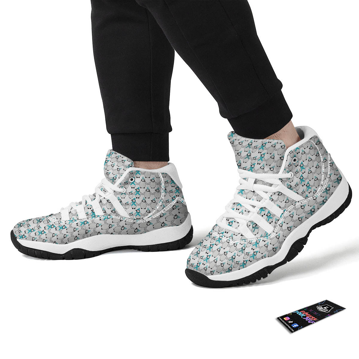Penguin Emperor Cartoon Print Pattern White Bball Shoes-grizzshop