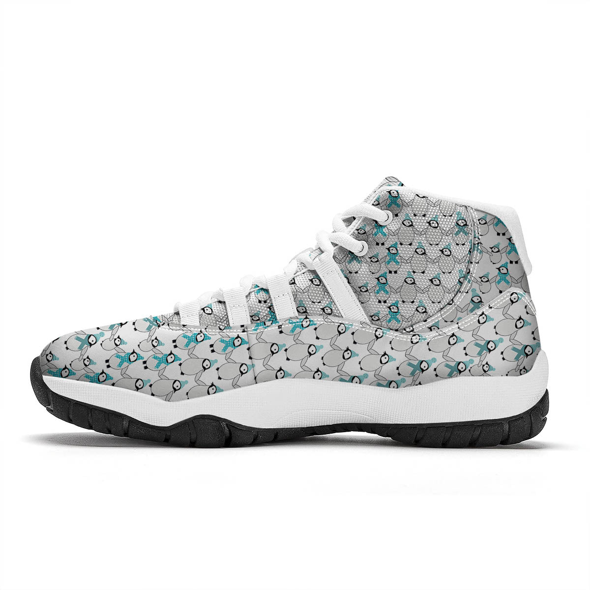 Penguin Emperor Cartoon Print Pattern White Bball Shoes-grizzshop